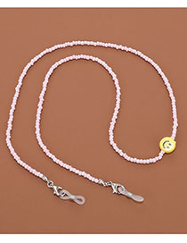 Fashion Beige With Smiley Face Geometric Beaded Smiley Glasses Chain