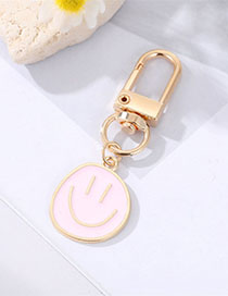 Fashion Pink Alloy Drip Oil Smiley Keychain