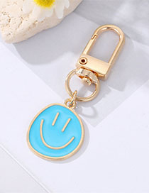 Fashion Lake Blue Alloy Drip Oil Smiley Keychain