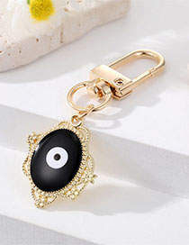 Fashion Oval Drip Oil Black Alloy Drop Oil Oval Eye Keychain