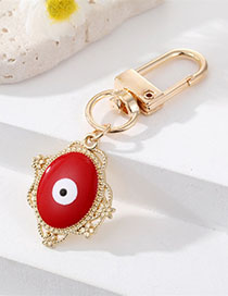 Fashion Oval Drip Oil Red Alloy Drop Oil Oval Eye Keychain