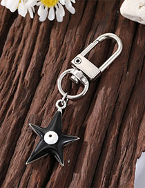 Fashion Dripping Silver Stars Alloy Drop Oil Oval Eye Keychain