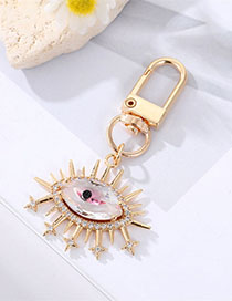 Fashion Diamond Long Eyelashes Pink Eye Alloy Set Crystal Eye Keychain