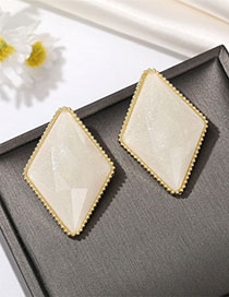 Fashion Creamy-white Resin Diamond Stud Earrings