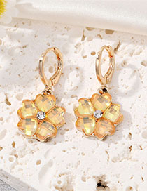 Fashion Orange Alloy Inset Zirconium Flower Earrings