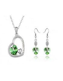 Fashion Fruit Green Alloy Set Heart Zirconia Earrings Necklace Set