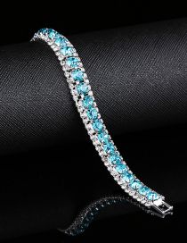 Fashion Lake Blue Metal Diamond Geometric Bracelet