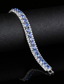 Fashion Light Blue Metal Diamond Geometric Bracelet