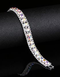 Fashion Ab Color Metal Diamond Geometric Bracelet