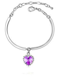 Fashion Purple Alloy Set Heart Diamond Bracelet
