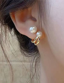 Fashion 5# Geometric Pearl Stud Earrings