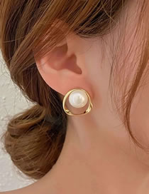 Fashion 14# Geometric Pearl Stud Earrings
