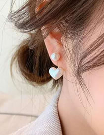 Fashion 15# Geometric Pearl Heart Stud Earrings