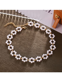 Fashion Gold Geometric Pearl Flower Bracelet