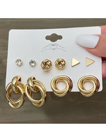 Fashion 4# Geometric Hoop Stud Earrings Set