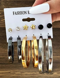 Fashion 3# Alloy Diamond Geometric Earrings Set