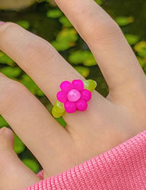 Fashion 9# Geometric Stretch Crystal Bead Braided Floral Ring
