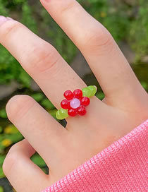 Fashion 10# Geometric Stretch Crystal Bead Braided Floral Ring