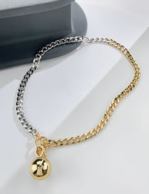 Fashion Two-color Alloy Two Tone Patchwork Chain Ball Necklace