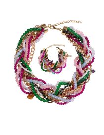 Fashion Necklace + Bracelet Set Plastic Geometric Beaded Braided Bracelet Necklace Set