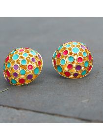 Fashion Color Metal Drip Oil Hollow Ball Stud Earrings