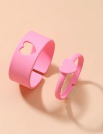 Fashion Pink Frosted Painted Heart Open Ring Set