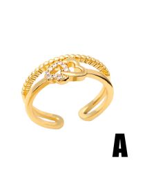 Fashion A Brass Diamond Heart Open Ring
