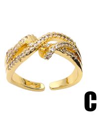 Fashion C Bronze Zirconium Geometric Open Ring