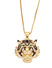 Fashion B Bronze Zirconium Leopard Head Necklace