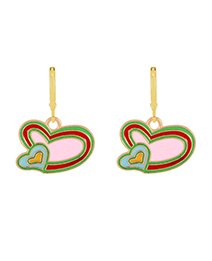 Fashion Color Alloy Drip Oil Contrast Color Heart Earrings