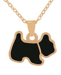 Fashion Black-2 Alloy Drop Oil Puppy Pendant Necklace