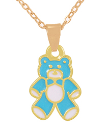 Fashion Blue-2 Alloy Drip Bear Pendant Necklace