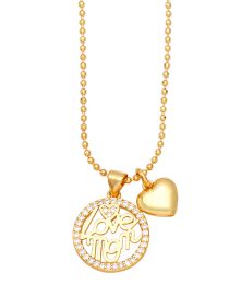 Fashion B Bronze Diamond Heart Mom Necklace
