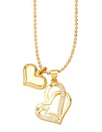 Fashion C Bronze Diamond Heart Mom Necklace