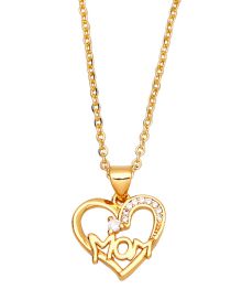 Fashion B Bronze Zirconium Heart Mom Necklace