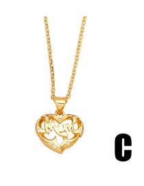 Fashion C Bronze Zirconium Heart Mom Necklace