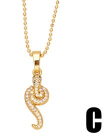 Fashion C Brass And Diamond Snake Necklace