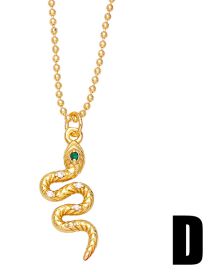 Fashion D Brass And Diamond Snake Necklace