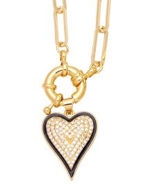 Fashion Black Bronze Diamond Drip Oil Love Rudder Necklace