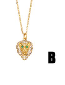 Fashion B Bronze Zirconium Leopard Head Necklace