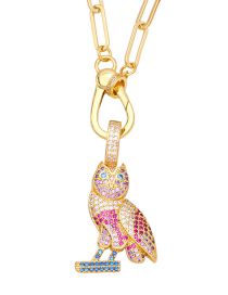 Fashion Owl Bronze Zirconium Owl Necklace