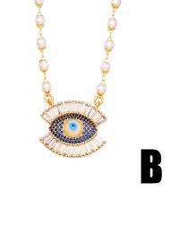 Fashion B (blue) Bronze Diamond Eye Necklace