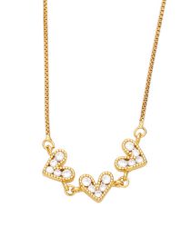 Fashion White Brass Diamond Heart Necklace