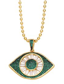Fashion Green Bronze Diamond Eye Necklace