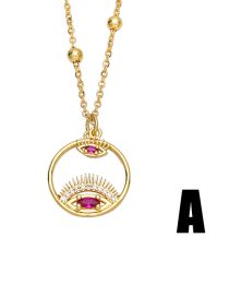 Fashion A (rose Red) Bronze Diamond Eye Necklace