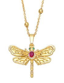 Fashion Dragonfly Brass And Diamond Dragonfly Necklace