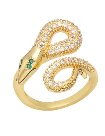 Fashion D Brass Diamond Snake Open Ring