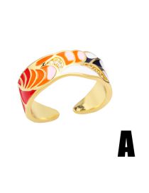 Fashion A Brass Diamond Geometric Oil Drip Open Ring