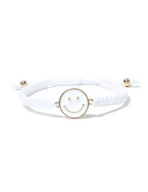 Fashion White Copper Drop Oil Smiley Cord Braided Bracelet