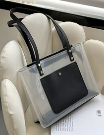 Fashion Black Transparent Pu Large Capacity Shoulder Bag